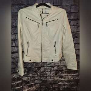 J2 White Faux Leather Moto Jacket sz Large